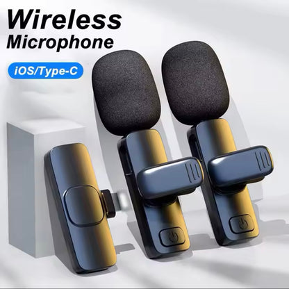 Wireless Lavalier Microphone Portable Audio Video Recording Mini Mic for iPhone Android Live Broadcast Gaming Phone Mic