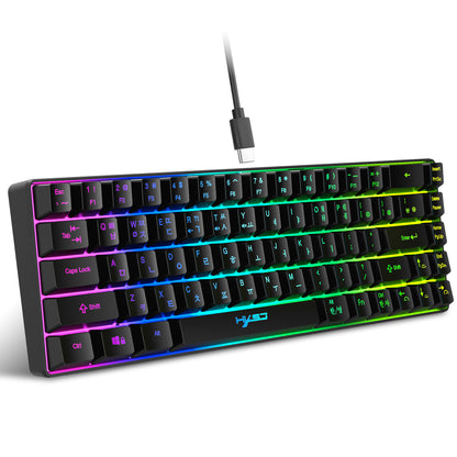 68 Keys Portable Wired USB Gaming Keyboard 20 RGB Backlit Keyboard for Windows Laptops